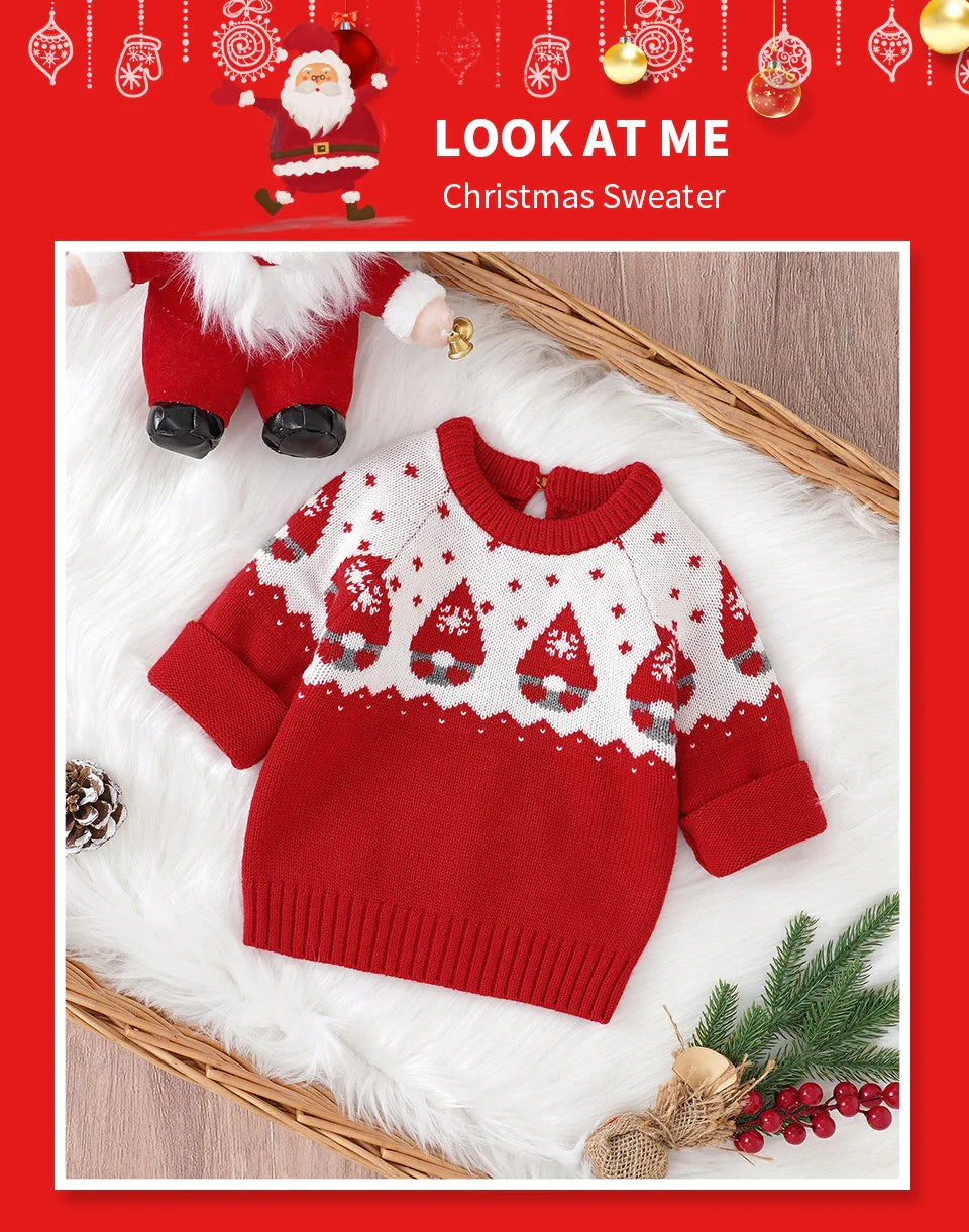 0-3Yrs Christmas Baby Boys Girls Sweaters Winter Knitted Infant Baby Clothes Elk Deer Pattern Kids