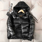 Men Fashion Casual Male Quilted Padded Shiny Buffer Bubble Thick Coat Metallic Shiny Stand