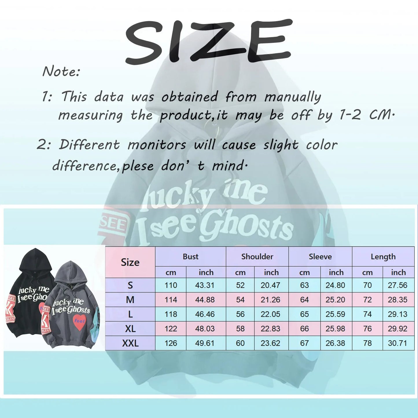 Ghosts Graphic Y2k Hoodies American Classic Vintage Couple Sweatshirt