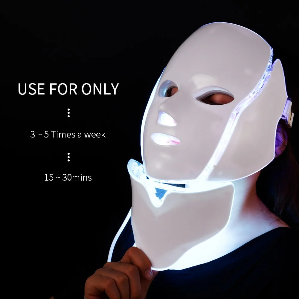 Air Bag-7 Colors Light LED Skin Care Facial Beauty Mask With Neck Skin Rejuvenation Treatment Beauty Anti Acne Therapy Whitening