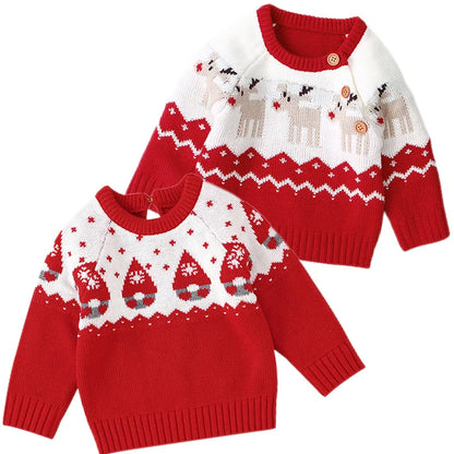 0-3Yrs Christmas Baby Boys Girls Sweaters Winter Knitted Infant Baby Clothes Elk Deer Pattern Kids