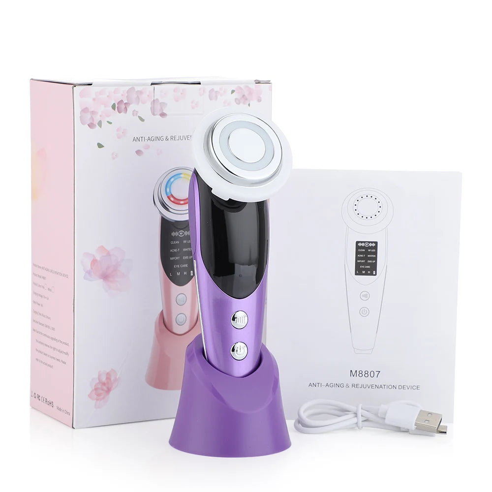 7 in 1 Face Lifting Device EMS Microcurrent Skin Rejuvenation LED Facial Neck Firming Massager Face Beauty Care Apparatus