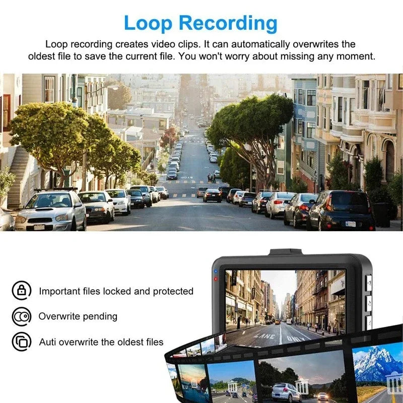 1080P Car Dvr Dash Cam Dashcam Full HD Video Recorder Vehicle Dash Camera 170° Wide Angle G-Sensor Night Vision Loop Recording