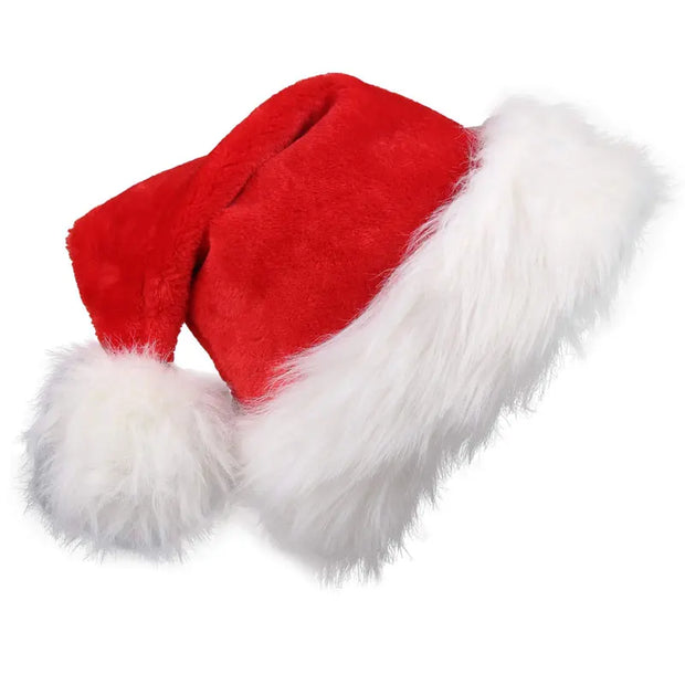 Plush Christmas Santa Hat - Long Red Holiday Hat for Adults & Kids | Unisex 2024 Festive Party Supplies & Gifts