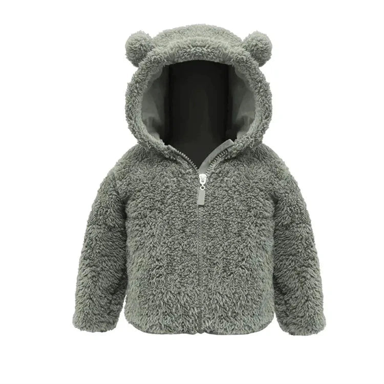 Kids Baby Boys Girls Warm Jacket Bear Hoods Infant Toddler Outerwear Hooded Clothes Velvety