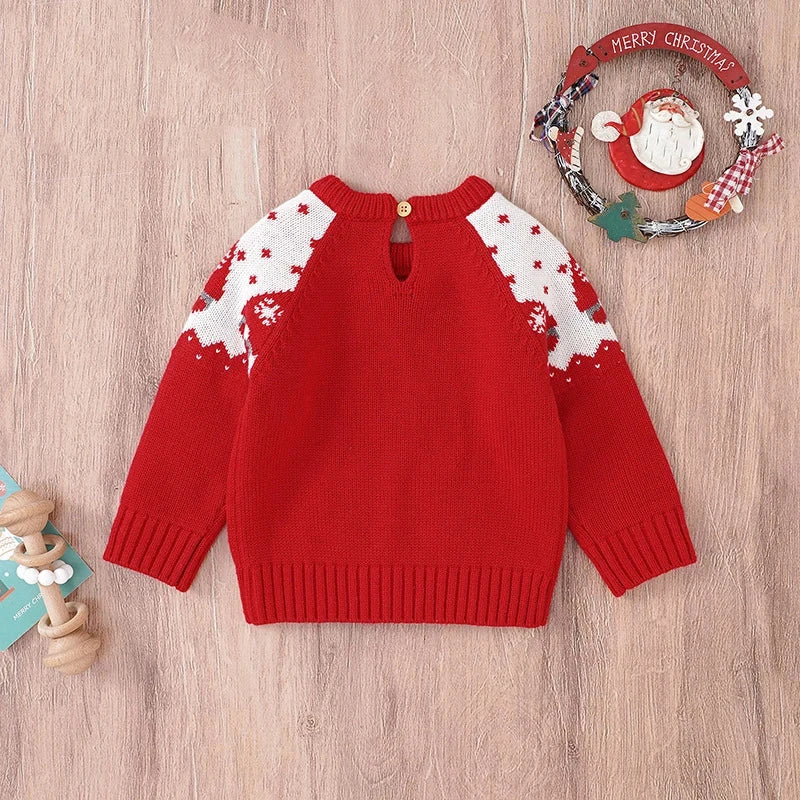 0-3Yrs Christmas Baby Boys Girls Sweaters Winter Knitted Infant Baby Clothes Elk Deer Pattern Kids