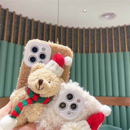 Christmas Bear Plush Mobile Phone Case