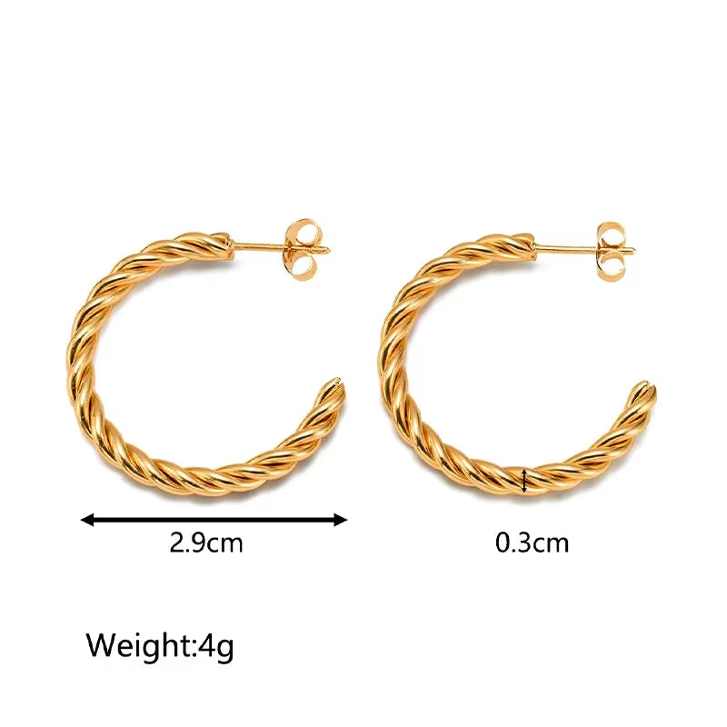 Vintage Gold Hoop Earrings – Non-Tarnish Stainless Steel Party Jewelry for Women