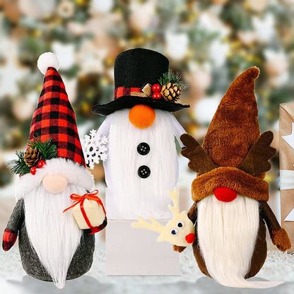 Christmas Snowman Elk Elderly Faceless Baby Doll Ornaments