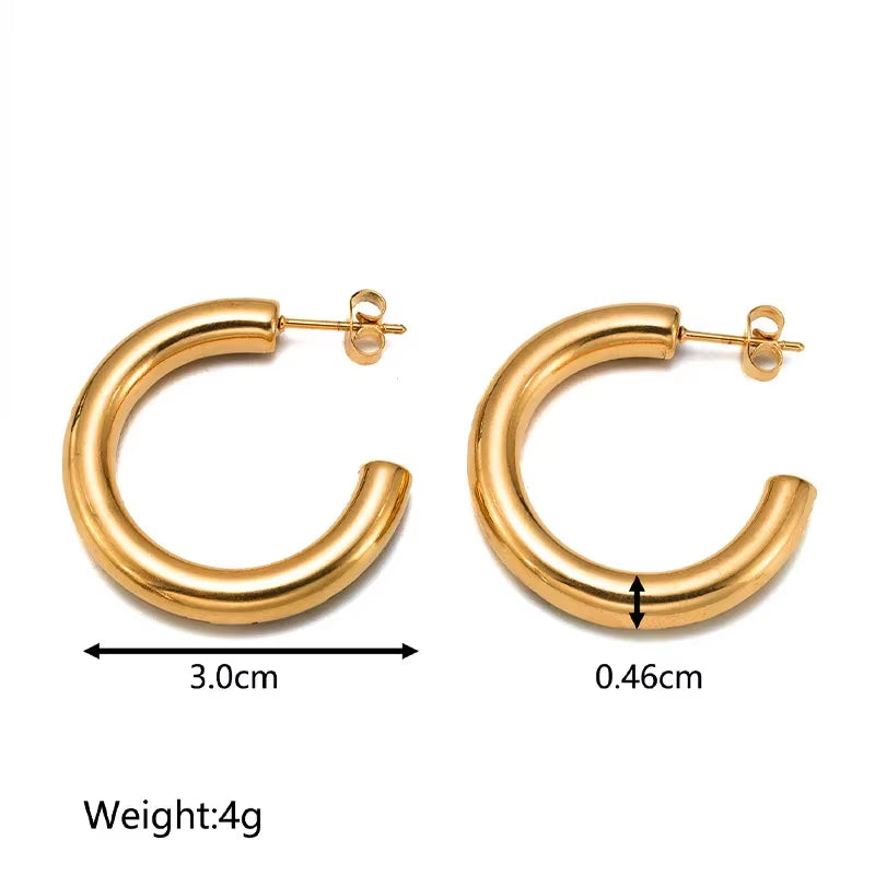 Vintage Gold Hoop Earrings – Non-Tarnish Stainless Steel Party Jewelry for Women